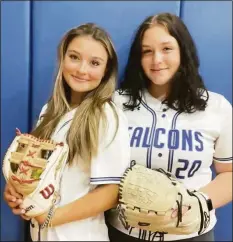  ?? Contribute­d photo ?? Ludlowe softball players Alex Lewey and Anna Gedacht.