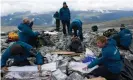  ?? Photograph: Secrets of the ice ?? Deep freeze: archaeolog­ists search for Viking relics at Lendbreen, Norway.