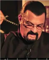  ??  ?? Walkout: Seagal tears off his earpiece after Kirsty Wark’s questions