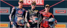  ?? ALEX PHOTO ?? Il podio di ieri: Van der Mark (2o), Rea (1o) e Melandri (3O)