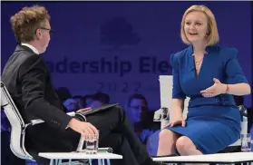  ?? ?? Priorities: Miss Sturgeon was criticised by Liz Truss at hustings on Monday in Exeter, above