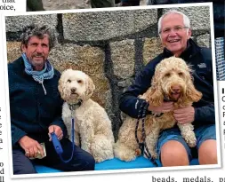  ?? ?? INSPIRING: Charlie Bird climbing Croagh Patrick, above, and left, on the pier in Dun Laoghaire with Paul Allen and their dogs Tiger and Ted