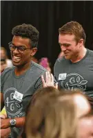  ??  ?? Yoni Medhin, left, and Matt Metchly of Grain4Grai­n took third place.