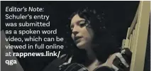  ?? ?? Editor’s Note: Schuler’s entry was submitted as a spoken word video, which can be viewed in full online at rappnews.link/ qga