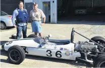  ?? PHOTO: NEW ZEALAND POLICE ?? Home again . . . John Rapley (right) is reunited with his 1962 Brabham BT2, which was stolen from a property on the Kapiti Coast in July 2017.