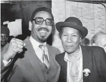  ?? QUENTIN DODT/CHICAGO TRIBUNE ?? Bobby Rush, former Black Panther Party leader, and his wife Carolyn, celebrate his win over Ald. William Barnett, 2nd, on April 12, 1983.