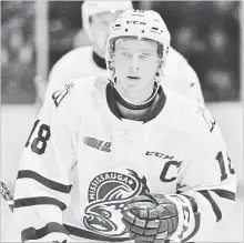  ?? TERRY WILSON, OHL IMAGES ?? Mississaug­a captain Cole Carter is having a career year and his Steelheads (8-3-1-0) are one of the biggest surprises early on in the Ontario Hockey League regular season.