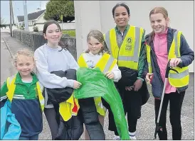  ?? ?? Some of the Glanworth LGFA members, busy on their litter pick in the village.