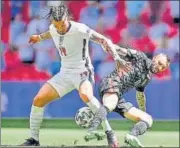  ?? AFP ?? England's Kalvin Phillips (L) in action against Croatia.