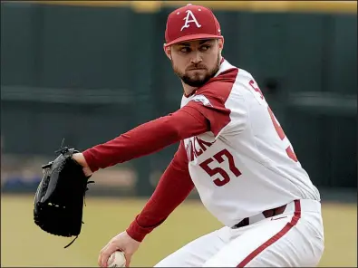  ?? NWA Democrat-Gazette/ANDY SHUPE ?? Arkansas junior right-hander Cody Scroggins will be the starting pitcher for the No. 12 Razorbacks on Thursday at Los Angeles in the opening game of a three-game series against Southern California.