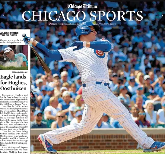  ?? JOHN J. KIM / CHICAGO TRIBUNE ?? Cubs first baseman Anthony Rizzo strikes out swinging in the fourth inning against the Marlins on Saturday at Wrigley Field.