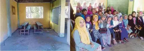  ??  ?? KERUSI dan meja dibuat sendiri oleh komuniti Islam utk kegunaan pelajar di madrasah.