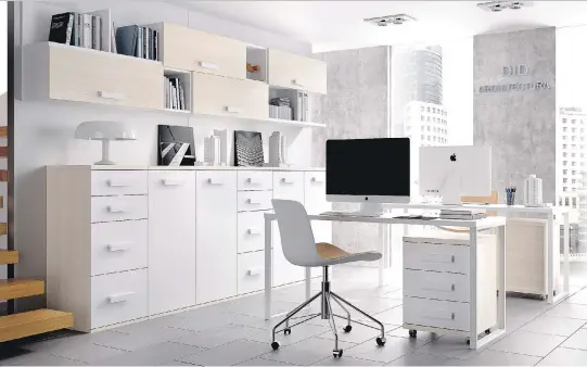  ?? PHOTO COURTESY OF EUROSTYLE ?? A home office should meet a person’s individual needs and desired level of comfort. Some people work best in a spare, business-like environmen­t while others function better in a cosier atmosphere, complete with comfortabl­e sofa or armchair. But...