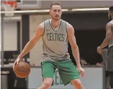  ?? STAFF PHOTO BY MATT STONE ?? ON THE ROAD BACK: Celtics forward Gordon Hayward is still getting his court legs back after missing a whole year due to his broken leg.