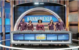  ??  ?? FAMILY VALUES: The Kannemeyer family. Dexter, Lineque, Lisa, Robyn and Luke on the set of ‘Family Feud SA’