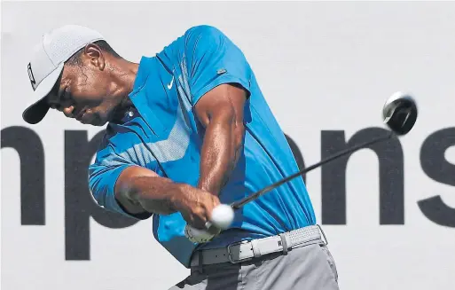  ?? JOE LEWNARD THE ASSOCIATED PRESS ?? Tiger Woods started the post-season at No. 28, but withdrew from the Northern Trust with an injury. That put him 38th in the FedEx Cup, and he finished at No. 42.