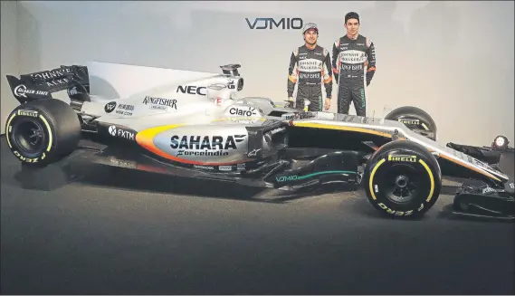  ?? FOTO: AP ?? El VJM10 de Force India luce ‘aleta de tiburón’, que promete estar en todos los coches de la parrilla de este curso, y un morro escalonado que recuerda al utilizado en 2014