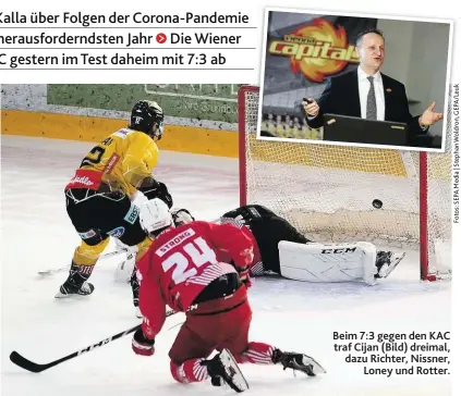  ??  ?? Beim 7:3 gegen den KAC traf Cijan (Bild) dreimal, dazu Richter, Nissner, Loney und Rotter.