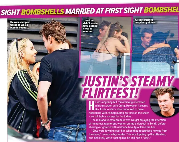  ??  ?? He was snapped trying to woo a blonde beauty... Justin certainly has plenty of fans! ...and he didn’t waste time getting close to another.