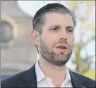  ??  ?? Eric Trump was scheduled to speak to a crowd of more than 250 at a rally in support of his father, President Donald Trump.