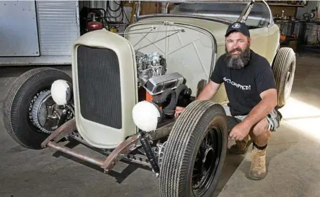  ?? Photo: Nev Madsen ?? HOT ROD: Darren Cardiff, Director of Jimmy’s Chop Shop, will be entering this year’s competitio­n with his newly restored car.