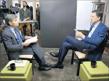  ?? Ralph Alswang ABC News ?? ABC NEWS’ George Stephanopo­ulos, left, interviews former FBI Director James B. Comey, who said that President Trump was obsessed with his own reputation and unconcerne­d with Russian threats to the U.S.