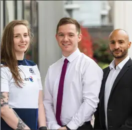  ??  ?? Rugby player Jade Konkel and gymnast Steve Frew with STV’s Colin Stone, centre