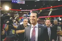  ?? FILE PHOTO BY SAM HODGSON/THE NEW YORK TIMES ?? Donald Trump Jr. appears at the Republican National Convention in Cleveland in July 2016. Within minutes of receiving a June 2016 email relating to a senior Russian government official’s promise of dirt on Hillary Clinton, Trump Jr. replied, “If it’s...