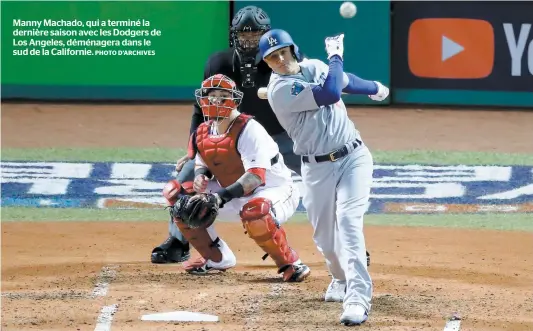  ?? PHOTO D’ARCHIVES ?? Manny Machado, qui a terminé la dernière saison avec les Dodgers de Los Angeles, déménagera dans le sud de la Californie.