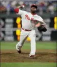  ??  ?? MATT SLOCUM — THE ASSOCIATED PRESS Former Phils closer Hector Neris breezes through the Colorado Rockies lineup last Wednesday at Citizens Bank Park. That seems like a long time ago now.