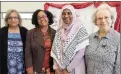  ??  ?? Ela Gandhi, US Consul General in KwaZulu-Natal Sherry Sykes, Saydoon Nisa Sayed of Religions for Peace and Evelyn Cohen, of the Union of Jewish Women. From left: AV Mahomed, Amanda Clyde, Paul Kariuki, Thully Mncwabe and Kenneth Shandu.