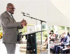  ??  ?? Permanent Secretary in the Ministry of Informatio­n, Publicity and Broadcasti­ng Services Nick Mangwana addresses delegates during the launch of the Ministry of Primary and Secondary Education’s radio lessons in Harare yesterday.— Picture: Innocent Makawa