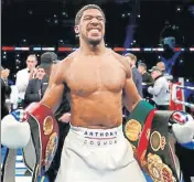  ?? REUTERS ?? ■ Anthony Joshua celebrates his win over Alexander Povetkin at the Wembley Stadium in London on Saturday.