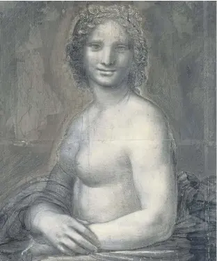  ??  ?? The Monna Vanna sketch has been examined by experts at the Louvre in Paris and they say it is by the hand of the creator of the Mona Lisa, left