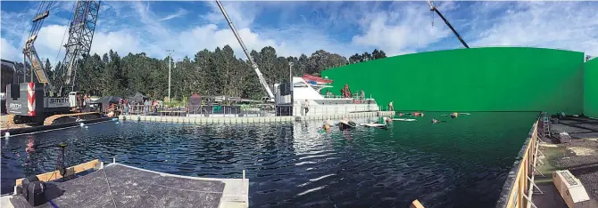  ?? Picture / Kim Sinclair ?? The giant ocean surface tank and green screen, used for filming water scenes, at the Kumeu movie studio.