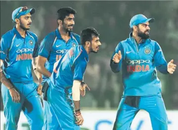  ?? BCCI ?? With the likes of Axar Patel (left), Jasprit Bumrah and Yuzvendra Chahal (centre) around, India captain Virat Kohli knows his bowling coffers are full when it comes to looking at options for the 2019 World Cup in England.