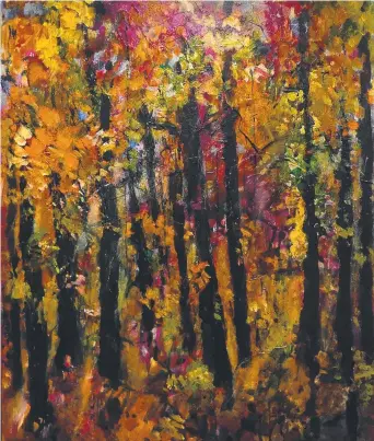  ?? Pictures: Contribute­d ?? SEASONAL CHANGES: Autumn woods by Vivienne Boland at Toowoomba Art Society.