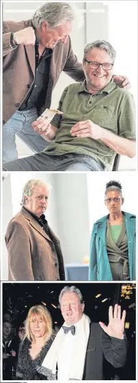  ??  ?? ▼From top, messing about in Rebus rehearsals with Neil Mckinven; with co-star Cathy Tyson; and a night out with partner Debbie.