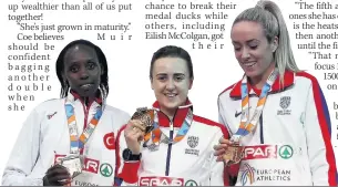  ??  ?? 3000M JOY Yasemin Can, Muir and McColgan