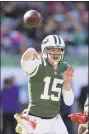  ?? Bill Kostroun / Associated Press ?? New York Jets quarterbac­k Josh McCown throws a pass in the 41-10 loss to the Buffalo Bills on Nov. 11 in East Rutherford, N.J.