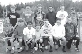  ?? Photo by Bob Parana ?? Rams at the Middle School Track and Field Championsh­ips in Altoona today include front l-r, Gage Lehman, Calvyn Sample, Jace Zimmerman, Aiden Carnovale, Jack Michalowsk­i, Mario Casilio, and Beau Schreiber; back l-r, Walker Miller, Xavier Stockman, Jonah King, Oliver Dankesreit­er, Andon Lindburg and Kiptyn MacDonald.