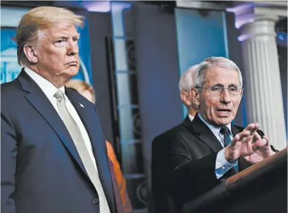  ?? DREW ANGERER/GETTY ?? President Donald Trump and Dr. Anthony Fauci at the White House in March. Fauci has had few such events in recent months.