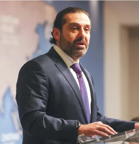  ?? Lebanese Prime Minister Saad Hariri spoke of the pressing need to restore the nation’s finances at the conference in central London on Thursday. ??