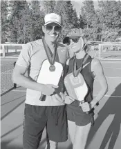  ?? GIULIANA RANCIC VIA AP ?? Bill and Giuliana Rancic will be the keynote speakers at Thrive South Florida health and wellness retreat. In this 2017 photo provided by Giuliana Rancic, the Rancics pose in Harrison, Idaho, after winning a Mixed Doubles Pickleball Tournament.