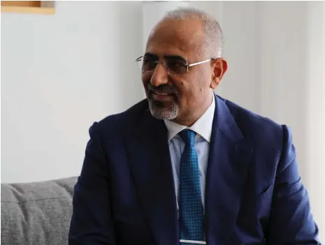  ?? Enas Refaei / The National ?? Aidarus Al Zoubadi, the president of Yemen’s Southern Transition­al Council, at the World Economic Forum