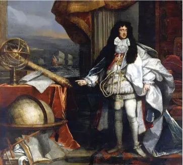  ??  ?? King Charles II – depicted here in his role as patron of the Royal Society
– took a lively interest in science