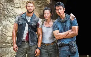  ??  ?? Wu Chun stars with Lutz (left) and Li in the China-Australia production Guardians Of The Tomb. — Handout