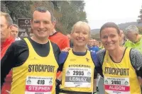  ??  ?? ●●Stephen Cole, Lesley Sinclair and Alison Duckworth at the Snowdonia Marathon
