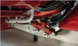  ??  ?? Hydraulic rear brake of Claudio’s own design.