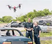  ?? JOE PHELAN/THE KENNEBEC JOURNAL 2017 ?? A Maine State Police drone hovers in Augusta, Maine. A measure in Congress would affect government purchases of Chinese drones.